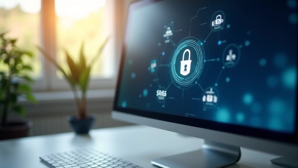 Écran d'ordinateur affichant des données de sécurité bancaire et de protection des transactions