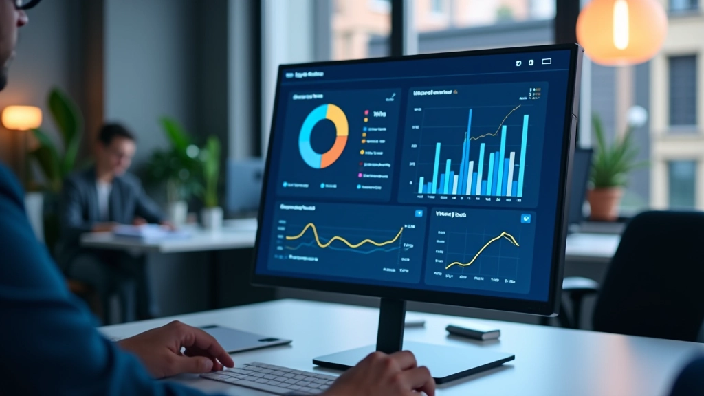 Tableau de bord numérique affichant des graphiques de croissance financière et des données en temps réel