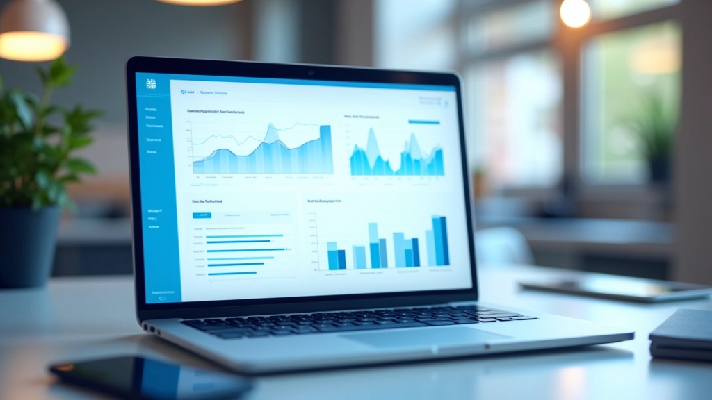 Tableau de bord fintech avec graphiques de croissance et données financières en temps réel